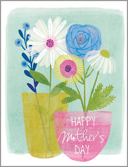 Mothers Day card - 2 Pots & Flowers