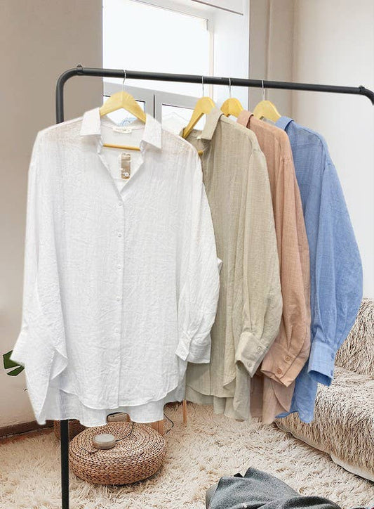 WHITE SEE THROUGH BUTTON DOWN SHIRT