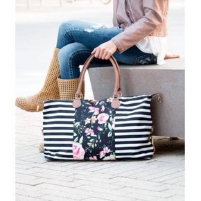 Striped Floral Weekender Bag