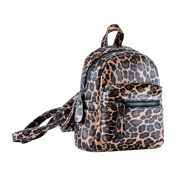 ON THE GO SMALL LEOPARD PRINT PU BACKPACK