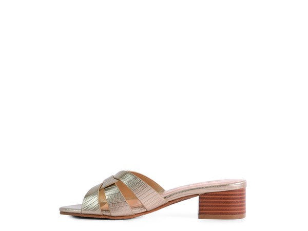 SONNET LOW HEEL SLIDE SANDALS