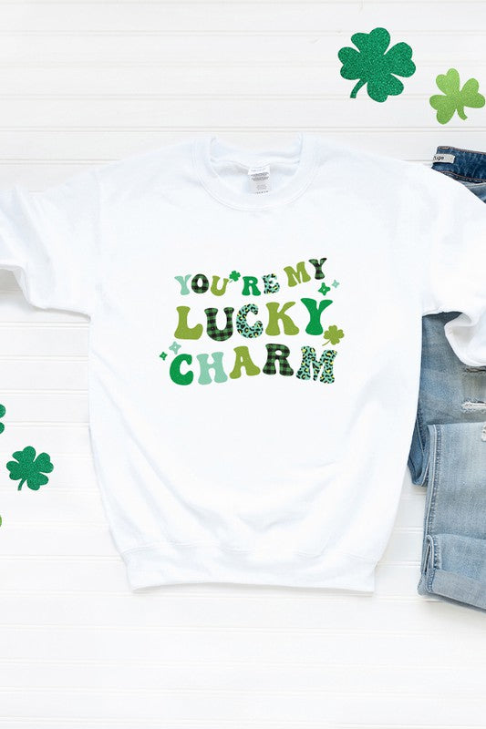 You're My Lucky Charm Plaid Graphic Sweatshirt