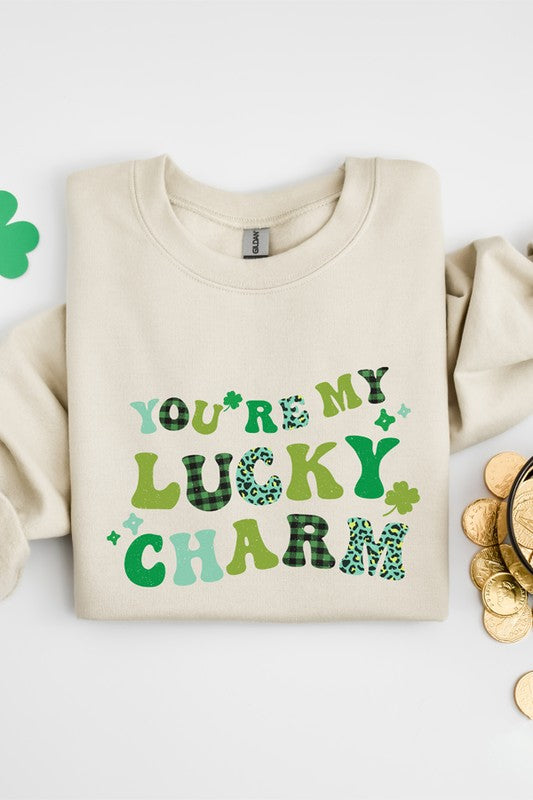 You're My Lucky Charm Plaid Graphic Sweatshirt