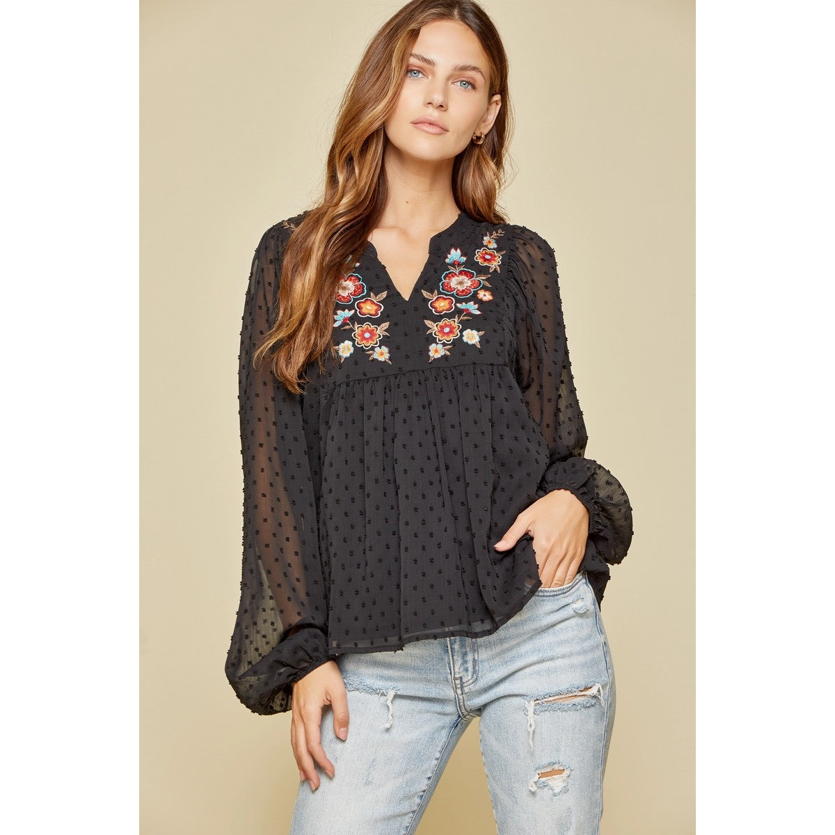 Swiss Dot Embroidery Blouse