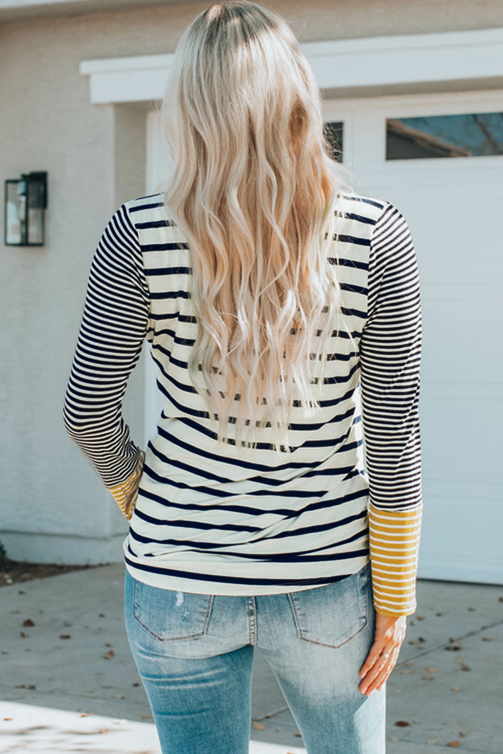 Striped Buttoned Long Sleeve Top