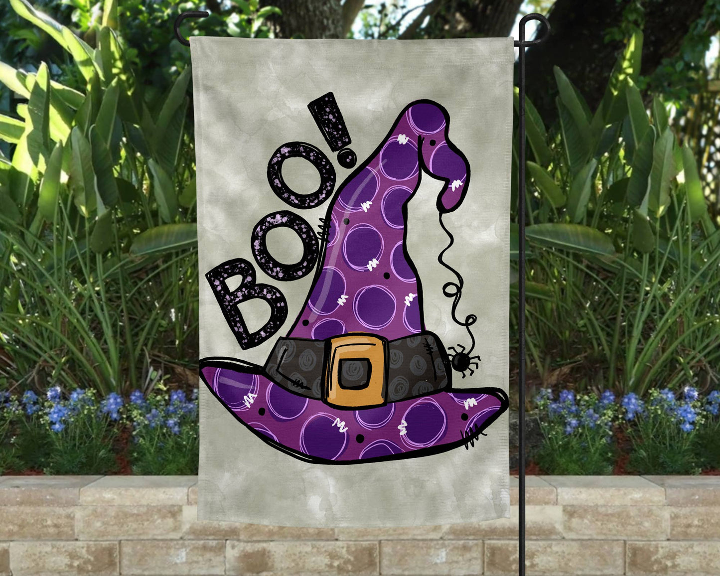 Garden Flag - Boo Purple Witch Hat