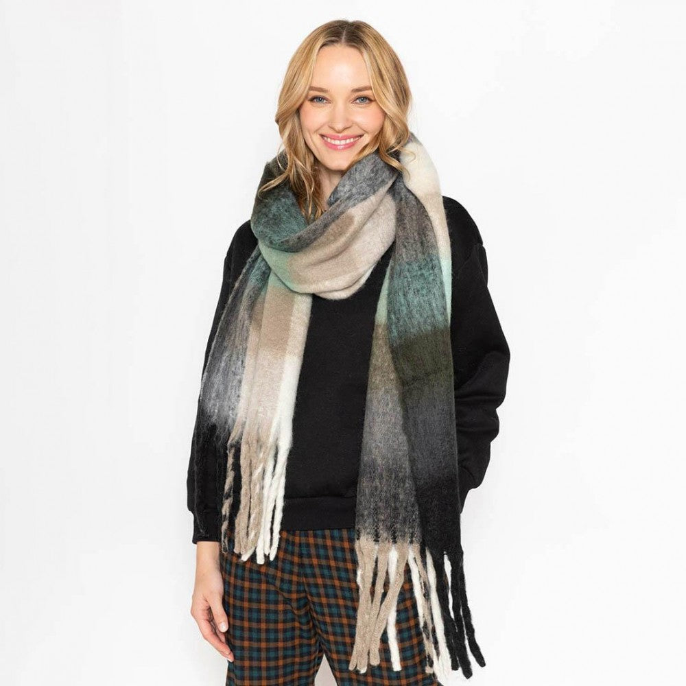 Plaid Scarf Blue Tone