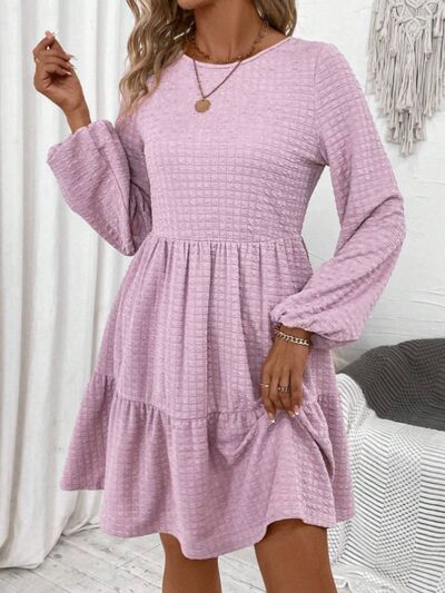 Round Neck Long Sleeve Mini Dress