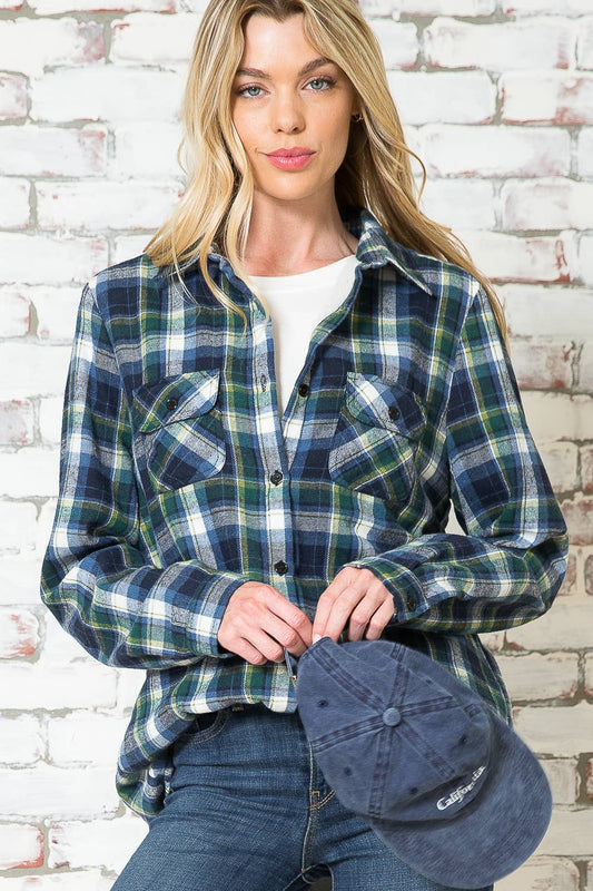 PLAID BUTTON DOWN SHIRT