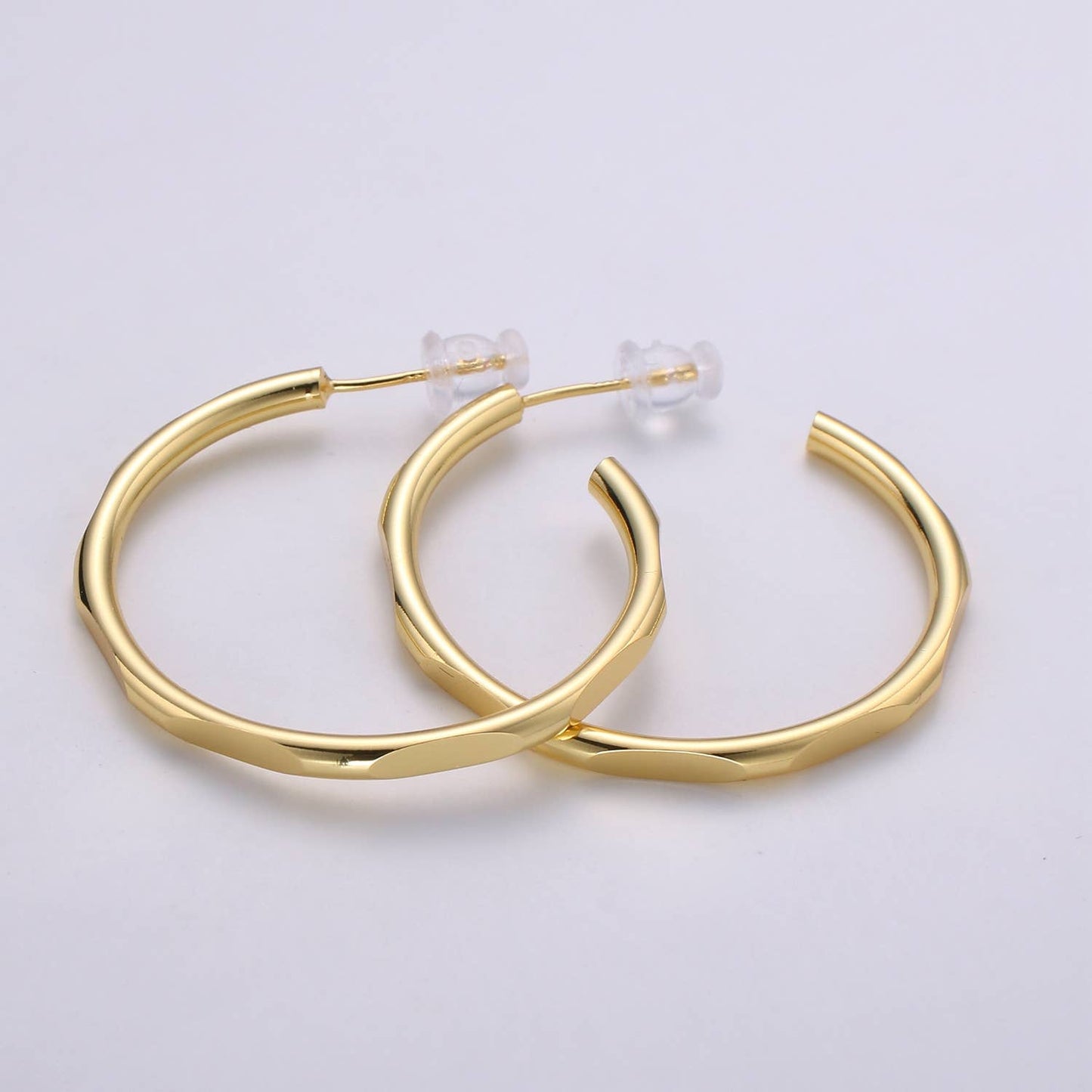 Simple Large Gold Hoop Stud Earrings