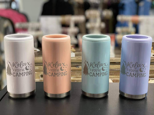 Relax You're Camping Skinny Can Cooler