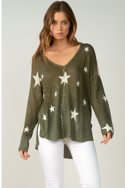 Olive Stars Sweater