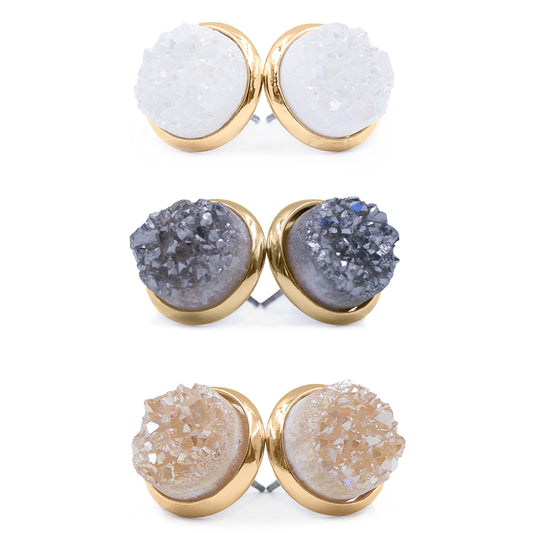 Rose Gold Quartz Earring Set