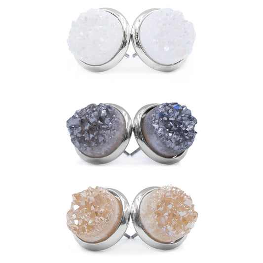 Silver Quartz Earring Set