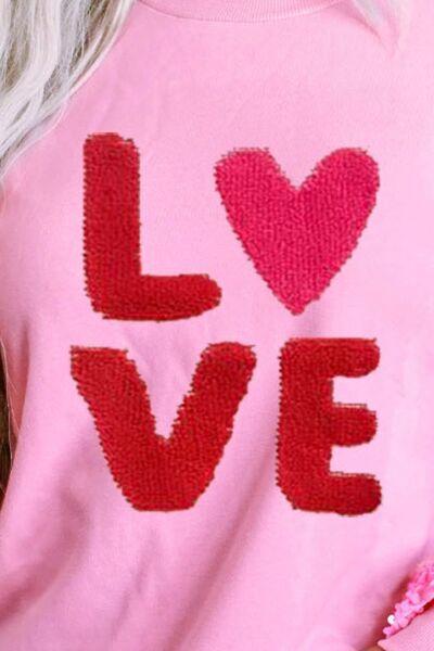 LOVE Sequin Dropped Shoulder Sweatshirt