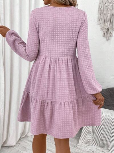 Round Neck Long Sleeve Mini Dress
