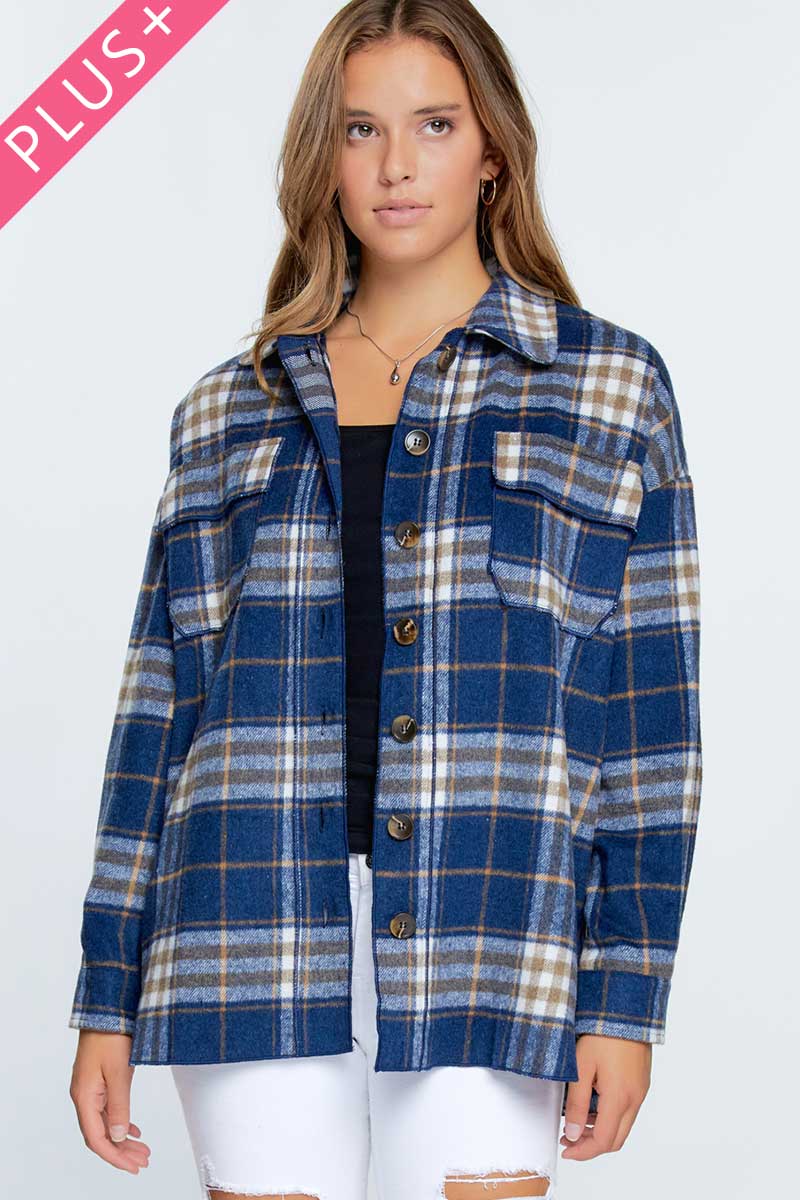 OVERSIZED PLAID SHIRT JACKET