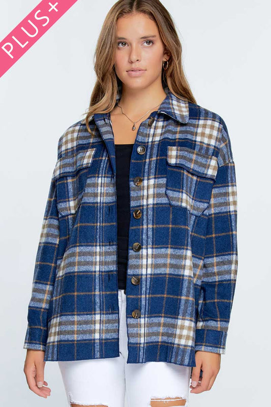 OVERSIZED PLAID SHIRT JACKET