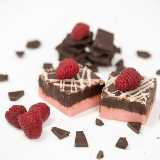 Dark Chocolate Raspberry Truffle Fudge