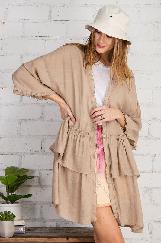 Ruffled LS Cardigan