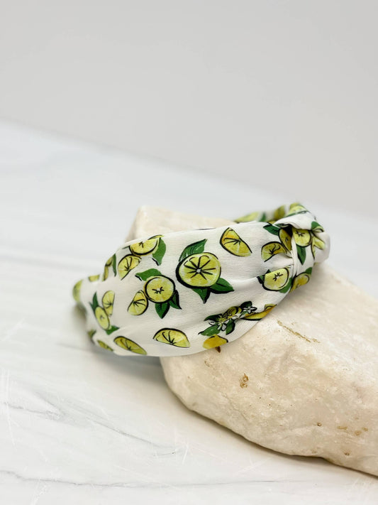 Lemon Printed Top Knot Headbands