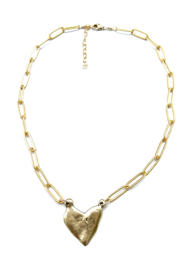 Gold Abstract Heart Necklace