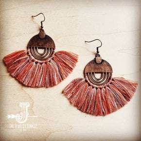 Terra Cotta Fan Tassel Earrings