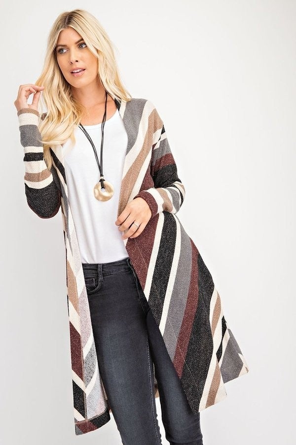 Chevron Striped Cardigan