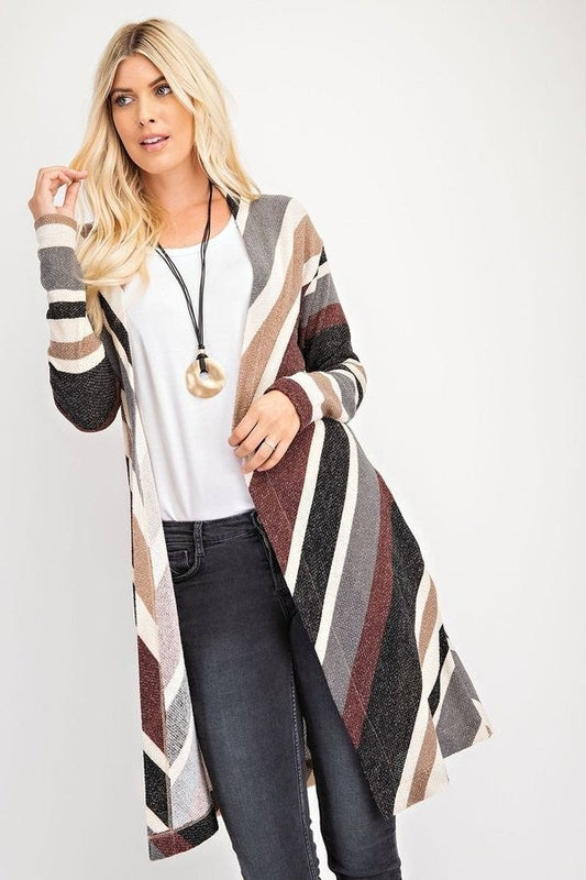 Chevron Striped Cardigan