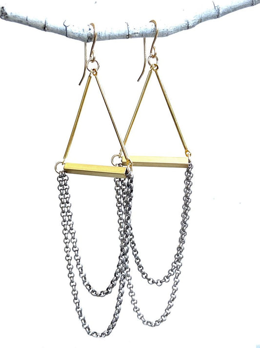 Antique Silver Chain Drop Earrings