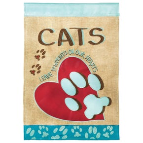 Cat Burlap Flag